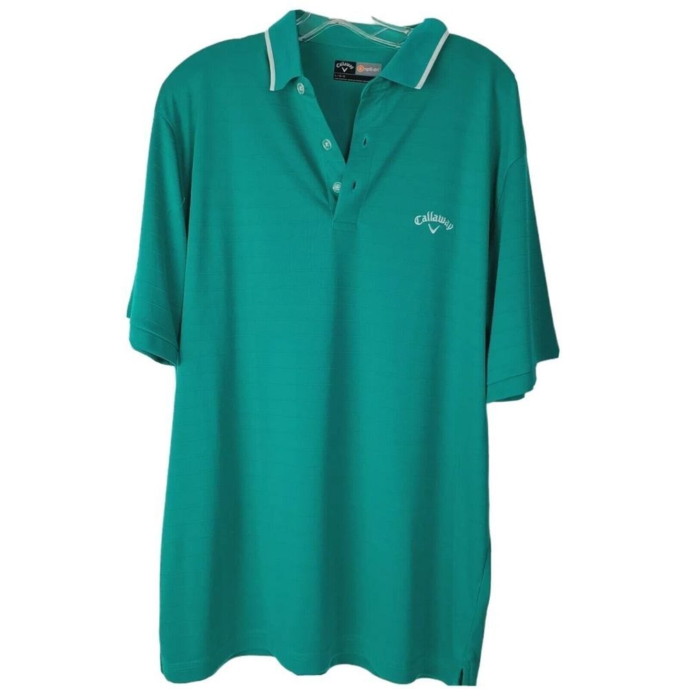 Callaway Men's Opti-Dri Green Golf Polo Short Sleeve Button Collar‎ Size L